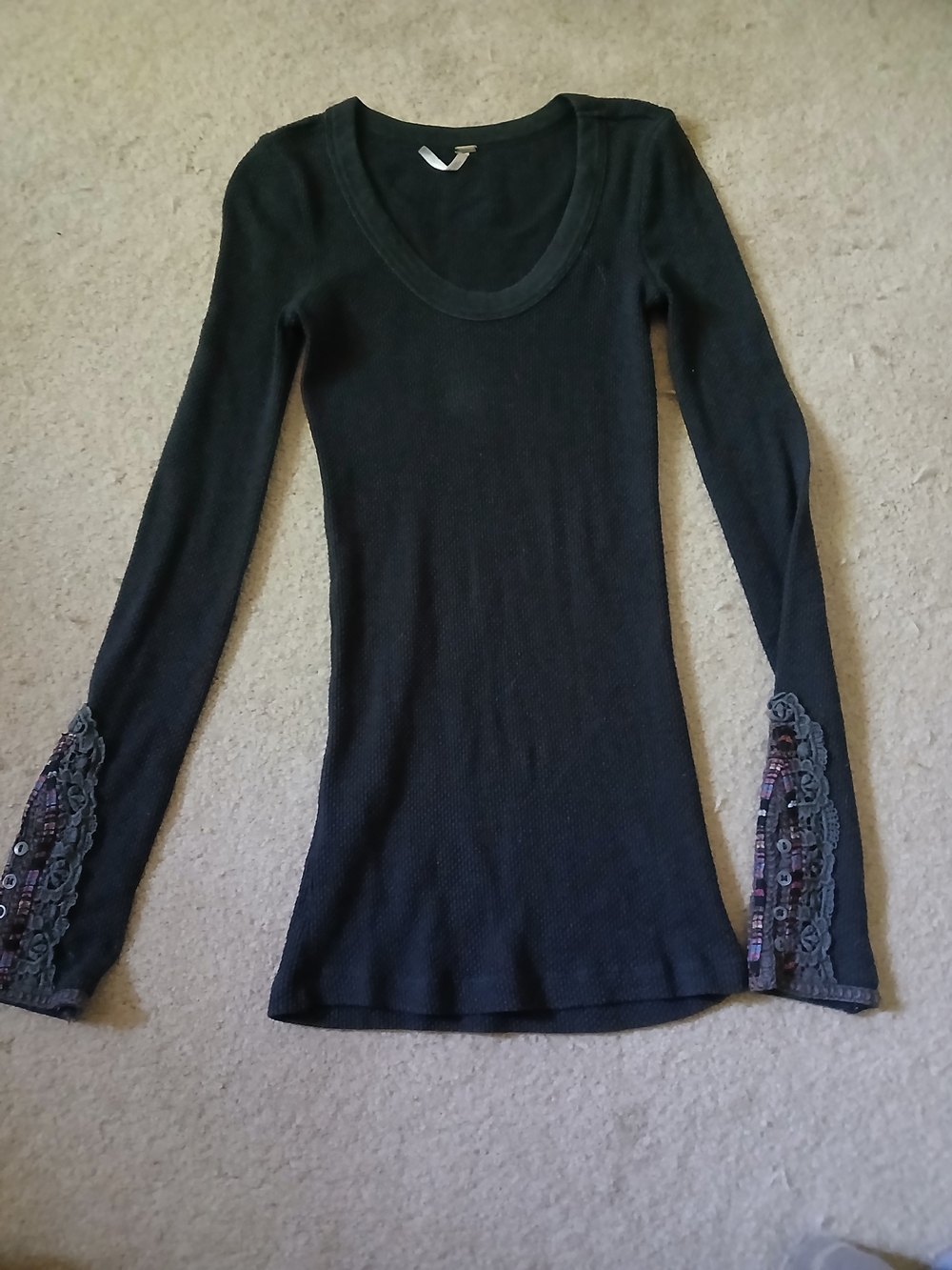 Free People Fiesta Cuff Thermal Xs- Black
